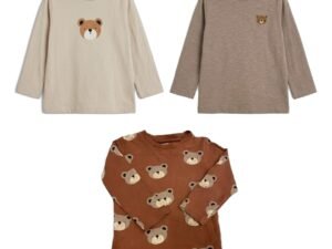 Set 3 tričiek dlhý rukáv s motívom medvedíka Unisex 1-3 roky Set 3 tričiek NEXT dlhý rukáv s motívom medvedíka Unisex 2-3 roky