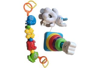 Set hračiek pre najmenších (stohovacie krúžky, hrkálka, retiazka) Unisex 0-1 rok