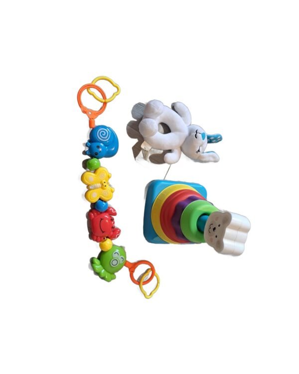 Set hračiek pre najmenších (stohovacie krúžky, hrkálka, retiazka) Unisex 0-1 rok